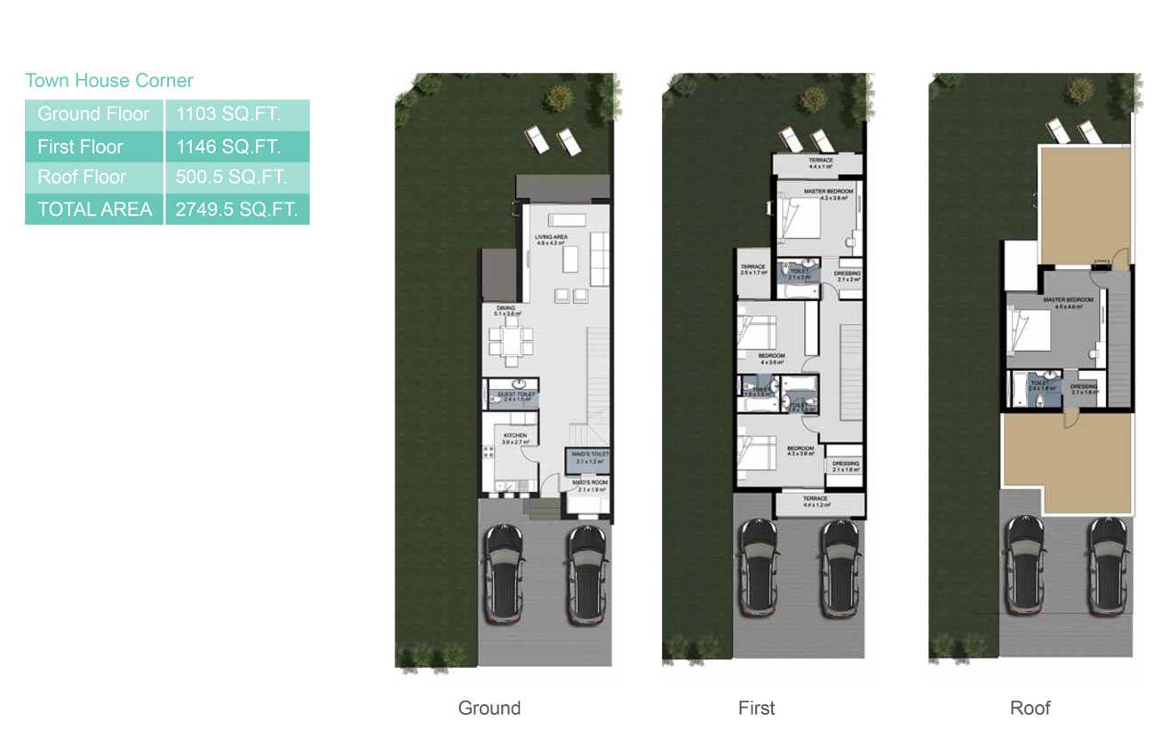 Town House Corner,Size 2749.5 Sq.Ft